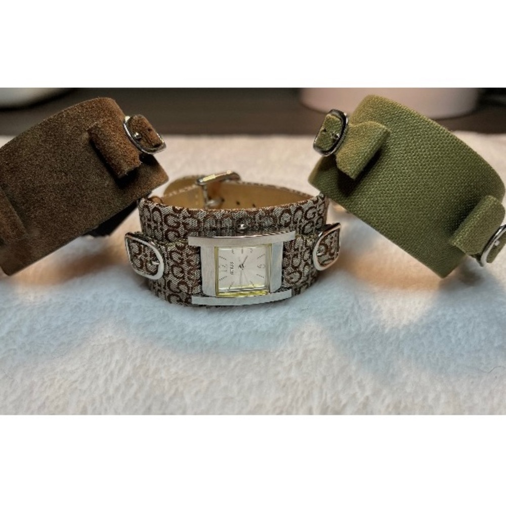 Vintage Guess watch trio with interchangeable bands